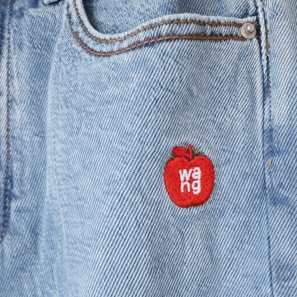 Alexander Wang  diffusion High Rise Relaxed Fit Blue Denim Jeans Apple Logo Sz S - Picture 4 of 7